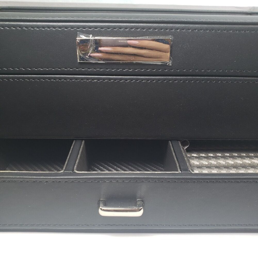 Houndsbay Yachtsman Vegan Leather Watch Jewelry Case 10 Slots With Pull Out Draw - Picture 12 of 16